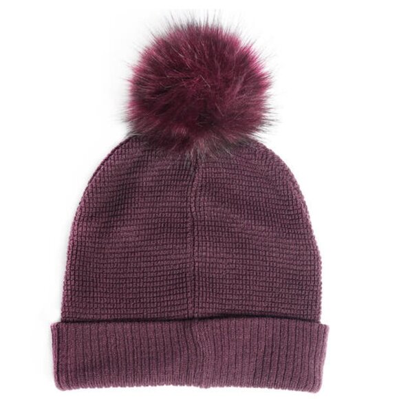 FASTHOUSE Women’s Melody Pom Knit Beanie Winter Hat Cabernet - Picture 4 of 4